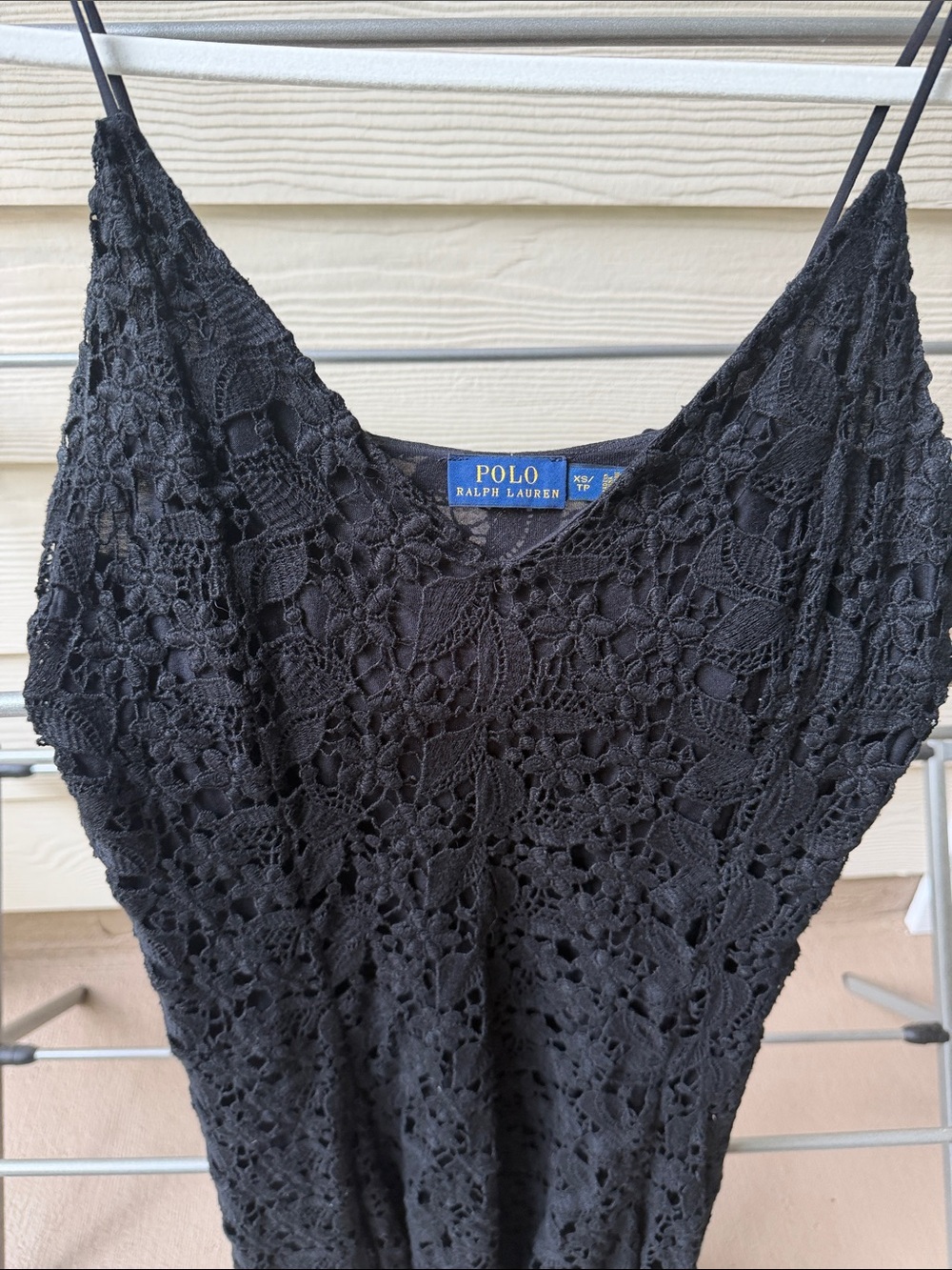 Polo by Ralph Lauren feminine Black Lace, lined spaghetti strap Dress